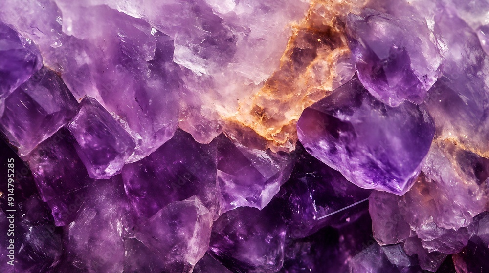 Aufkleber Macro detail charoite closeup of a textured semiprecious gemstone background backlight transparency : Generative AI