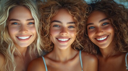 Fototapeta premium Women Friends Smiling For A Selfie, Having Fun Together