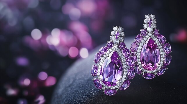 Luxury Design Jewelry Gemstone  diamonds made in Thailand  for women Pink Toumaline citrin Amethyst : Generative AI