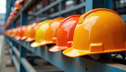 Fototapeta premium Row of Hard Hats.
