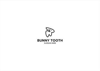 Fototapeta premium Bunny rabbit dental vector logo template