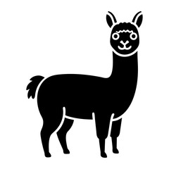 Silhouette black lama animal logotype icon and vector illustration