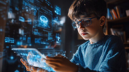 Boy creating smart home apps AI code assistants help error-check existing code and generate new code from text prompts