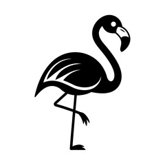 Black flamingo vector silhouette, flamingo icon, tropical flamingo bird illustration