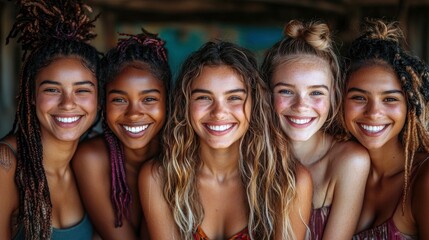Fototapeta premium Portrait Of Multi-Ethnic Women Smiling In Celebration
