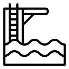 Icon of a springboard used for diving in aquatic sports.