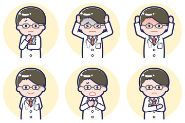 長袖の男性医師のポーズセット_05