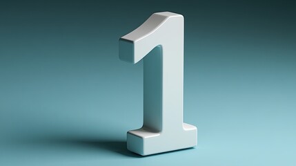 3D rendering of the number one in white on a blue background.