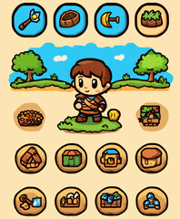 Fototapeta premium Hero icon and interface in a mobile game. AI generative.