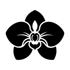 Orchid flower silhouette logotype icon and vector illustration