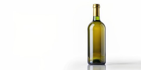 Empty wine bottle without label on white background, isolated, blank, alcohol, glass, container, beverage, object,design