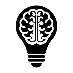 Intelligence lamp with brain idea logo icon and vector illustration