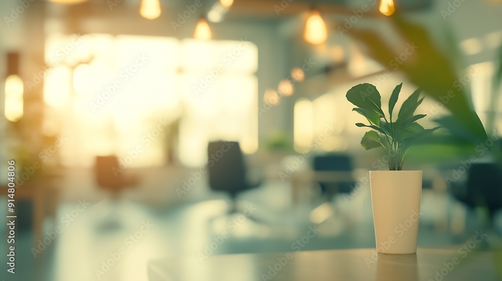Aufkleber blurred spacious open office environment abstract effect that highlights the play of light and bokeh in the background : Generative AI