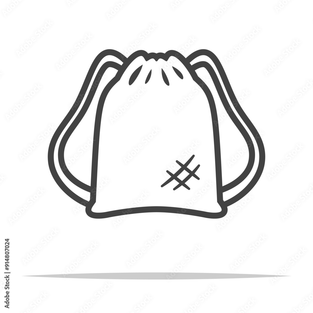 Wall mural drawstring bag outline icon transparent vector isolated