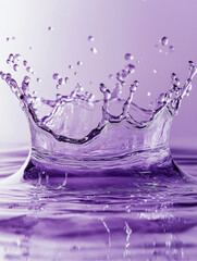Purple water splash motion by dropping 