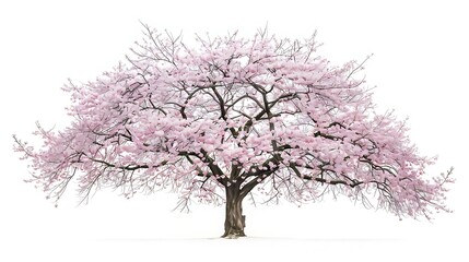 Fototapeta premium Pink Cherry Blossom Tree on a White Background