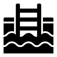 Icon of a swimming pool for aquatic sports and activities.