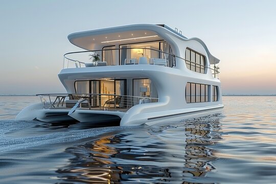 Futuristic floating home with cutting edge architecture and eco solutions redefining luxury and sustainability on water