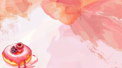 Two donuts with colorful icing on split pink blue background. One donut has blue icing, other pink, simple, modern design perfect for bakery advertising, dessert menus, social media promotions.