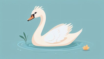 Fototapeta premium illustration of beauty gracefull swan