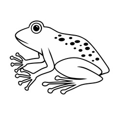 Line art frog on white background