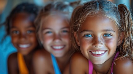 Fototapeta premium Excited Girls Hugging During A Motivational Training Activity
