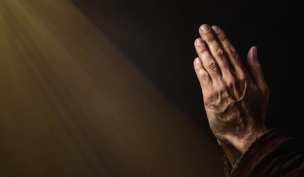 hands in prayer, christian background, motion loop