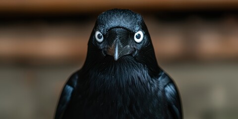 Fototapeta premium Close-up portrait of a curious black bird