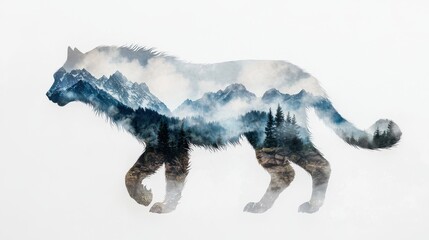 majestic mountain wolf in misty forest landscape