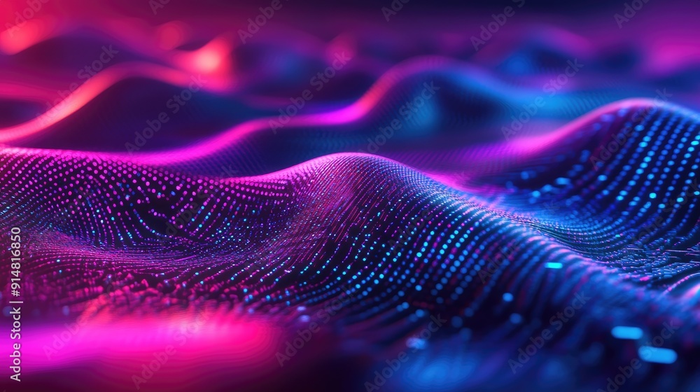 Poster futuristic 3d background with holographic colors and digital patterns, advanced visual art