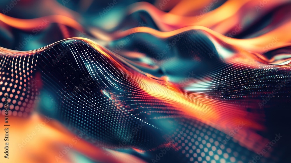 Poster futuristic 3d background with holographic colors and digital patterns, advanced visual art
