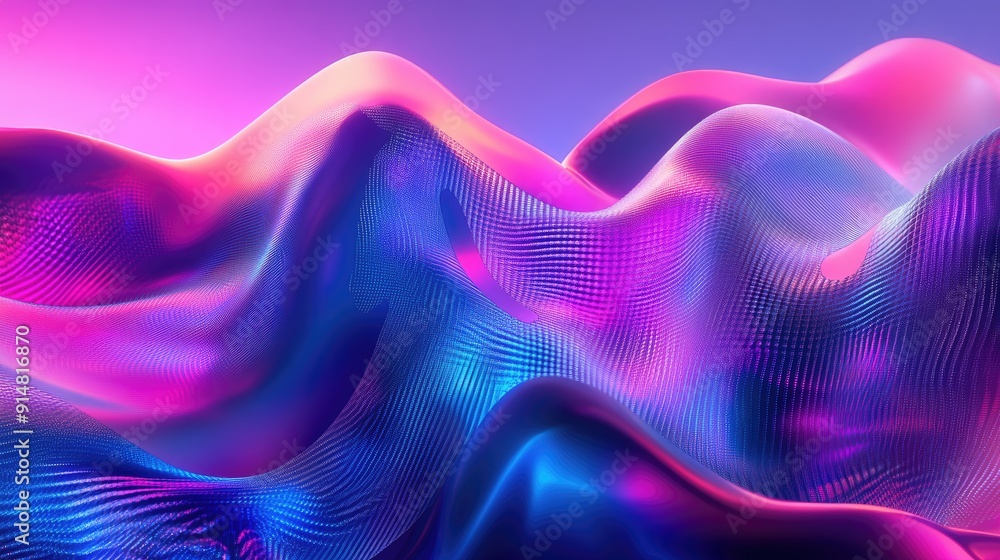 Poster futuristic 3d background with holographic colors and digital patterns, advanced visual art