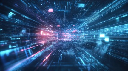Futuristic 3D background with immersive virtual reality visuals and light effects, modern tech design