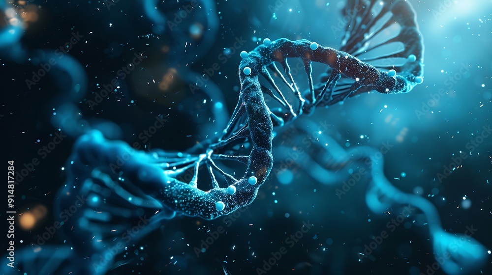 Poster dna double helix: a 3d rendering of the building blocks of life
