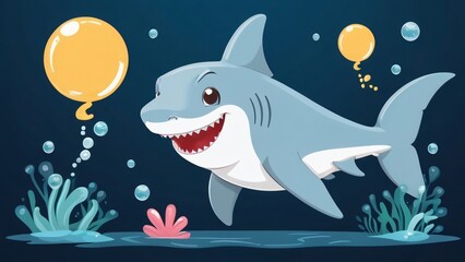 cute little shark cartoon illustration