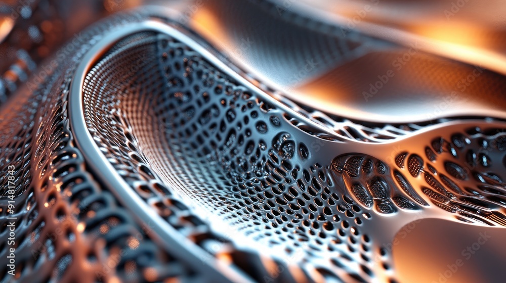 Poster intricate 3d background with detailed patterns and metallic finishes, high-tech abstract design