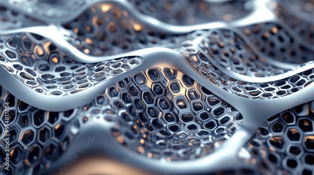 Aufkleber intricate 3d background with detailed patterns and metallic finishes, high-tech abstract design