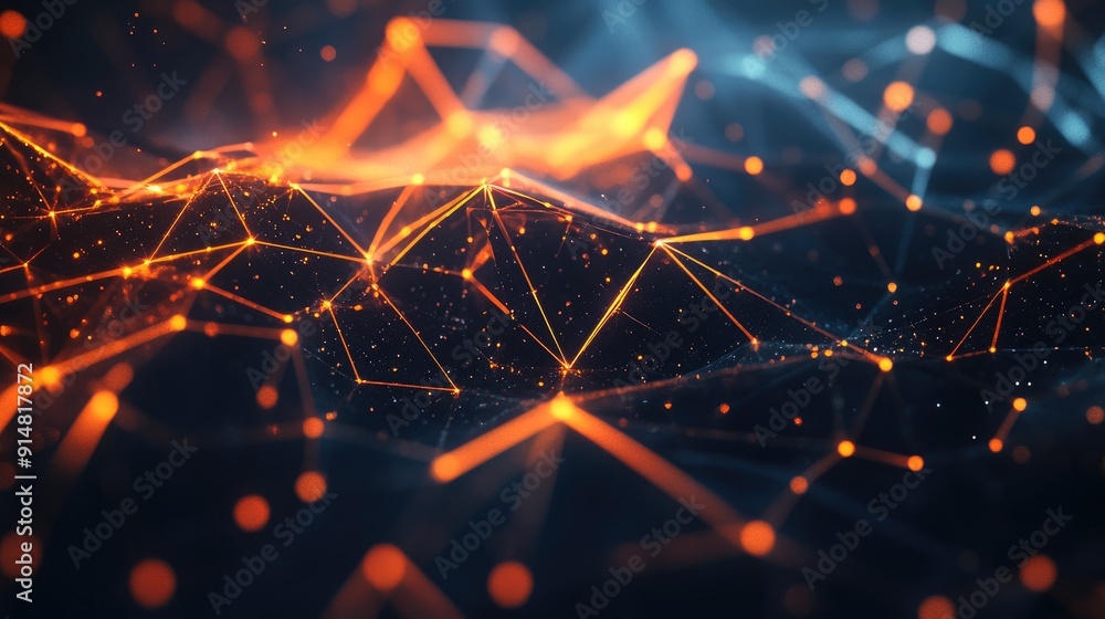 Aufkleber innovative 3d technology background with geometric shapes and glowing data paths, modern tech design