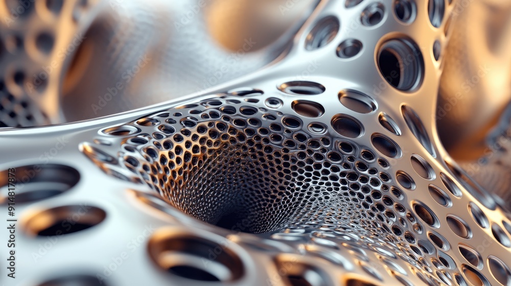 Poster intricate 3d background with detailed patterns and metallic finishes, high-tech abstract design