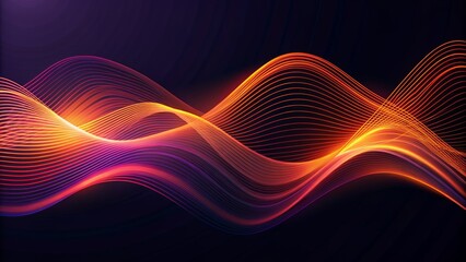 Fototapeta premium Abstract Flowing Lines - Red and Orange Neon Waves on Black Background - Digital Art, Abstract Background, Neon Lights, Technology, Geometric, Graphic Design, Minimalism