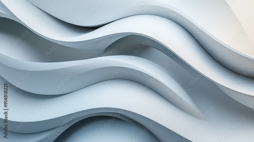 Poster minimalist 3d abstract background with smooth curves and monochromatic color scheme