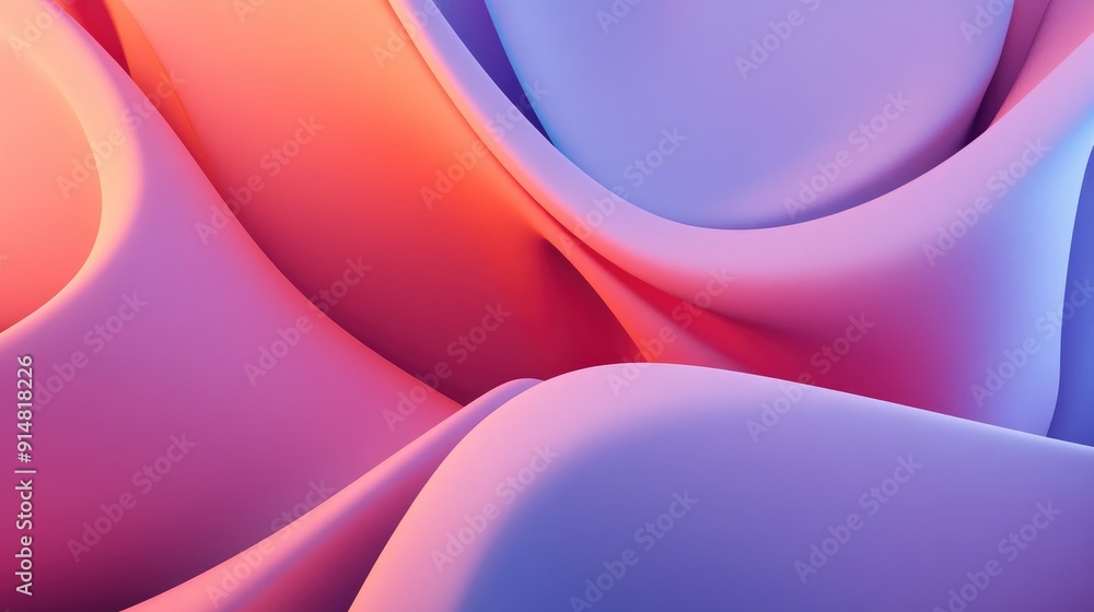 Poster minimalist 3d abstract background with smooth geometric forms and soft gradients, modern design