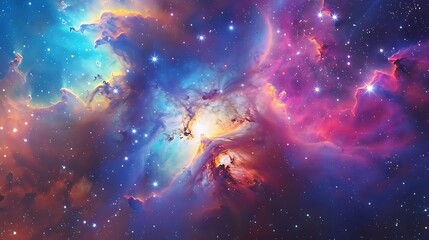 Cosmic Nebula with Vibrant Colors and Scattered Stars