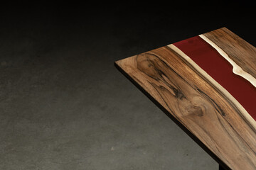 Expensive vintage furniture. The table is covered with epoxy resin and varnished. Luxury quality...