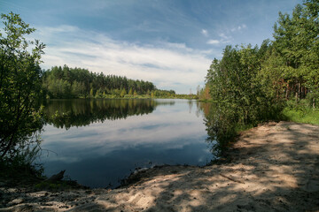 Fototapeta premium Lake among the forests, Russia.