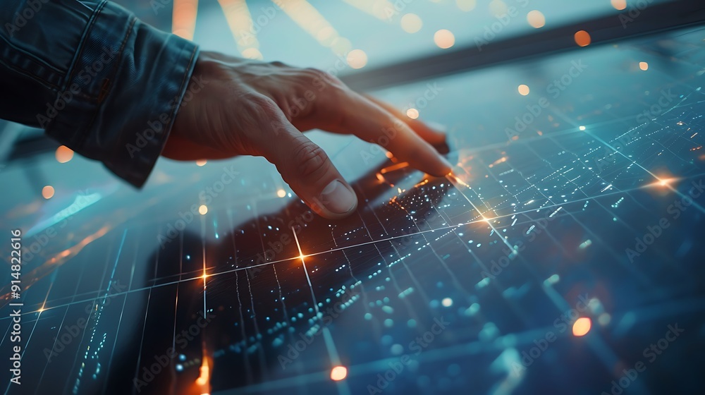 Poster interactive digital interface with hand gesture