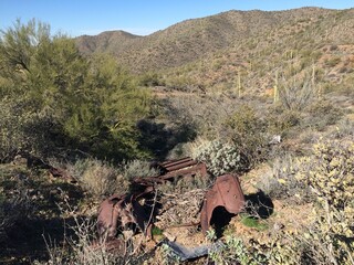 Abandoned Car in the Arizona Desert, Old and Forgotten, Rusting in the Sun