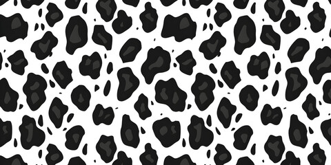 Abstract animal print seamless pattern, black and white, textured.