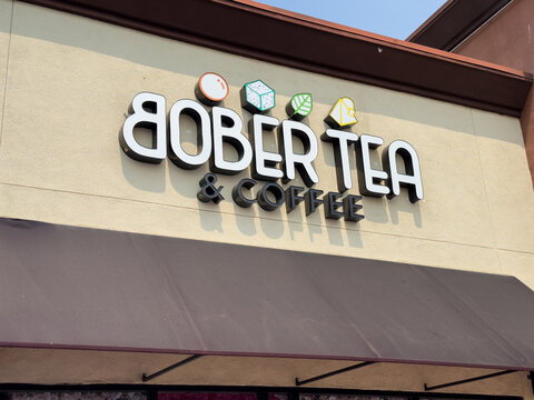 Closeup of Bober Coffee and Tea shop.