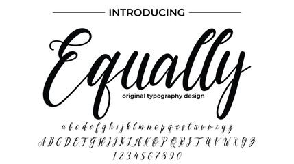 Equally Font Stylish brush painted an uppercase vector letters, alphabet, typeface